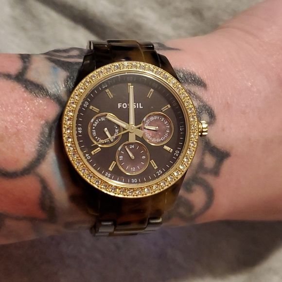 FOSSIL Stella Multifunction 4 Dial Tortoise Shell Resin Watch ES2785 - Picture 7 of 8